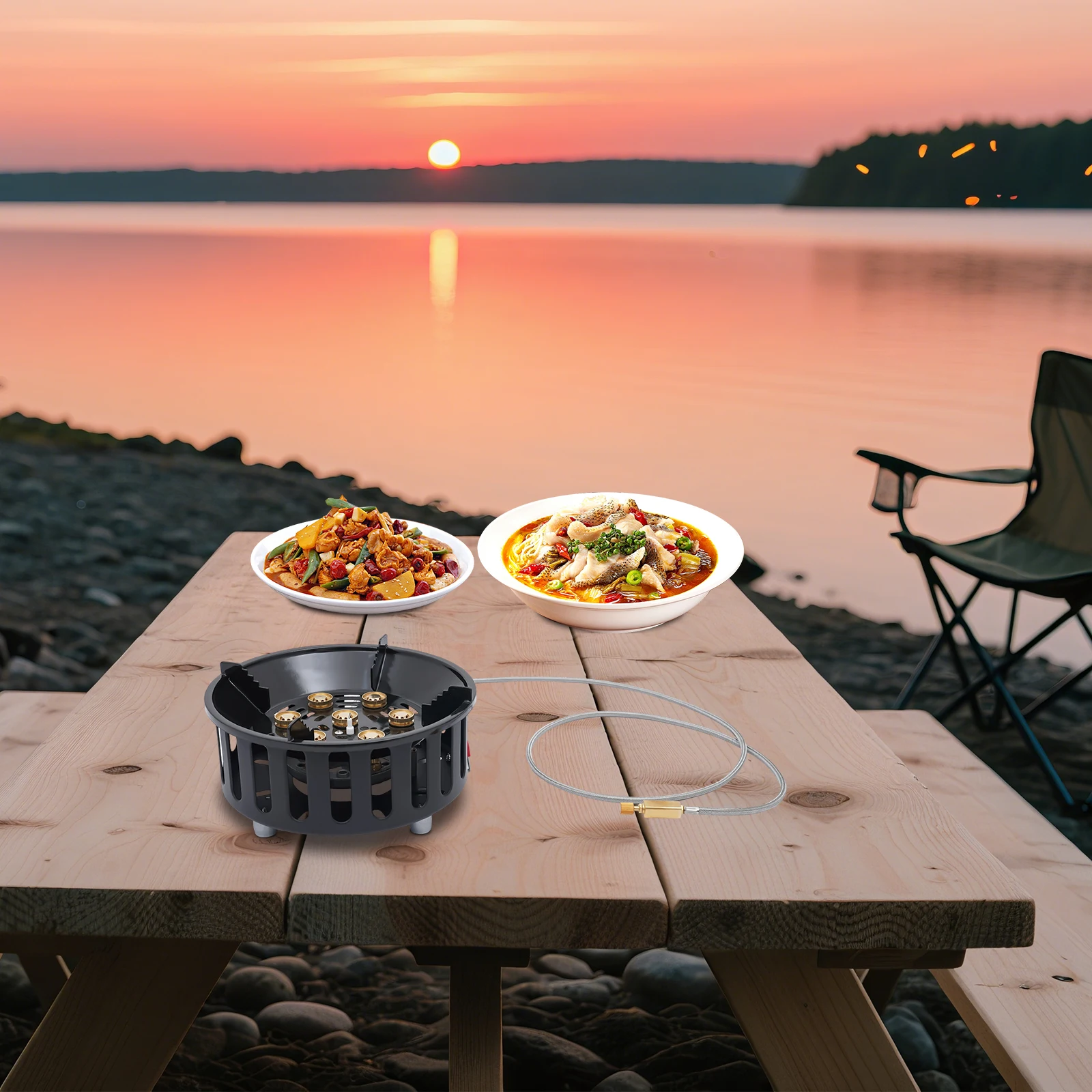 Gaskocher Camping für Butan und Propan mit 2 Adaptern und elektrischer Zündung – Ansicht 3 Gaskocher Camping für Butan und Propan mit 2 Adaptern und elektrischer Zündung – Ansicht 3