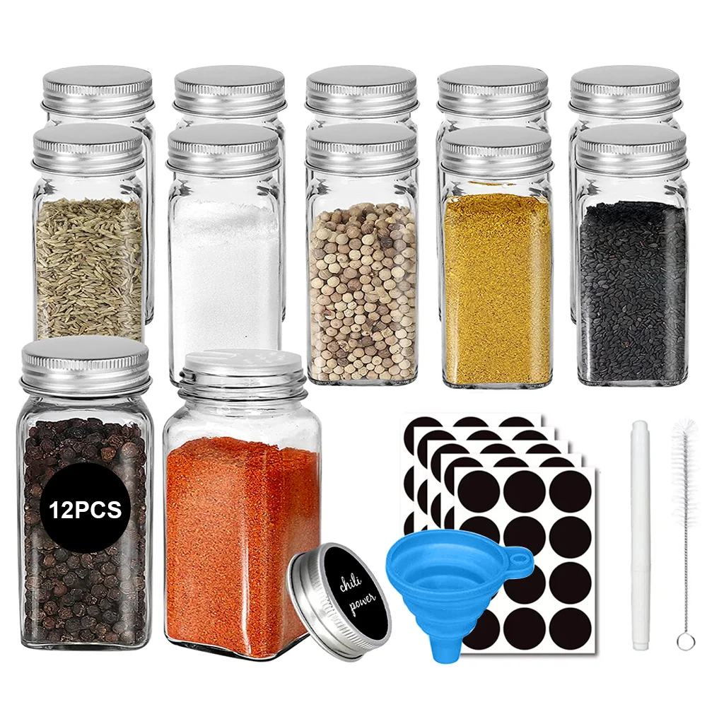 Gewürzgläser Set aus Glas – 12 Stück, 120 ml, transparent – Ansicht 3 Gewürzgläser Set aus Glas – 12 Stück, 120 ml, transparent – Ansicht 3