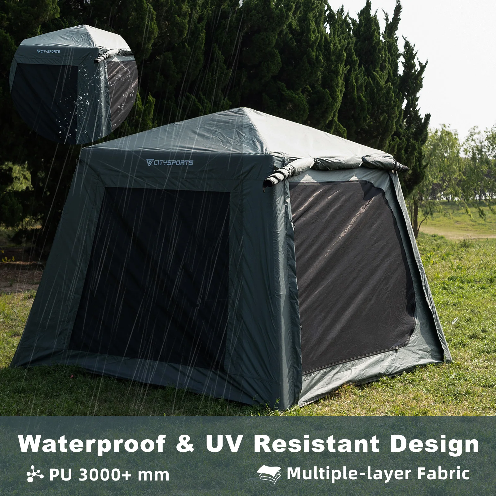 Aufblasbares Zelt für 5–8 Personen mit UV- und Windschutz – Ansicht 5 Aufblasbares Zelt für 5–8 Personen mit UV- und Windschutz – Ansicht 5