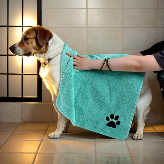 Hundehandtuch Mikrofaser für Hunde und Katzen mit Stickmustern