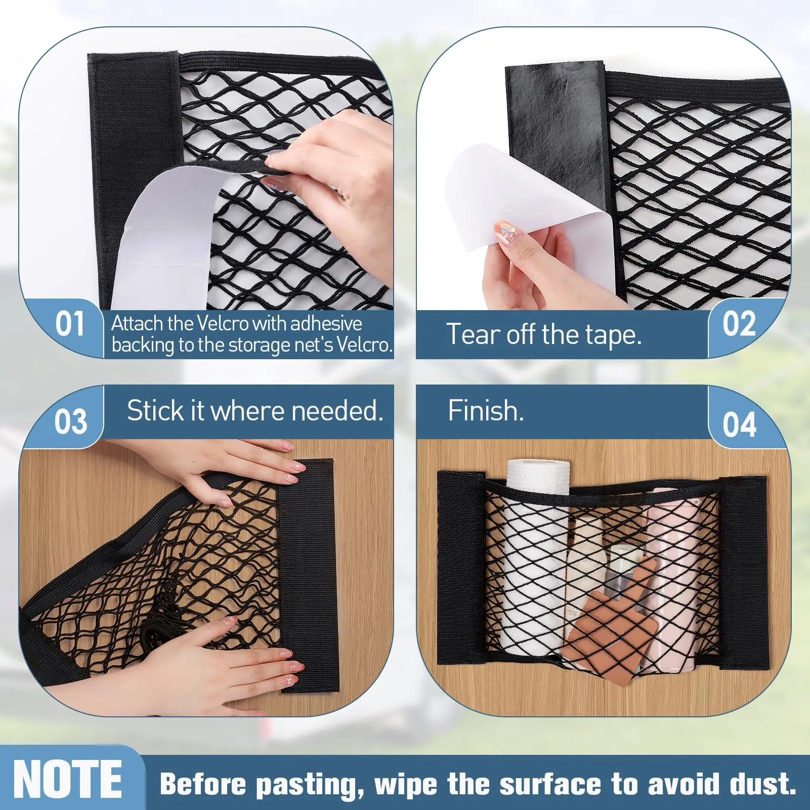 Dachnetz Camper mit Doppel-Mesh-Tasche für die Sitzrückseite – Ansicht 6 Dachnetz Camper mit Doppel-Mesh-Tasche für die Sitzrückseite – Ansicht 6