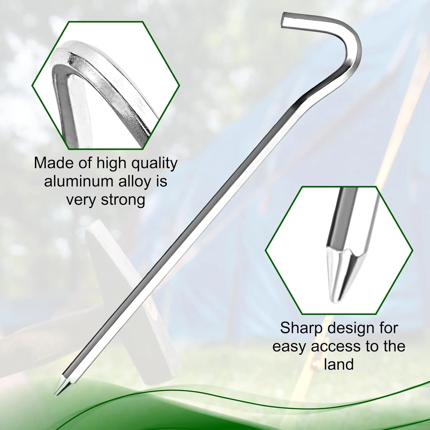 Aluminium Zeltheringe für Campingzelte, 5er- oder 10er-Set, 18 cm – Ansicht 2 Aluminium Zeltheringe für Campingzelte, 5er- oder 10er-Set, 18 cm – Ansicht 2
