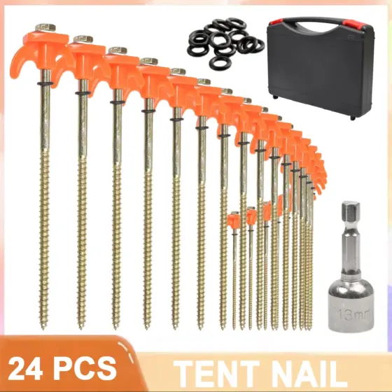 Schraubheringe Camping-Set mit Adapter, 24 Stück Schraubheringe Camping-Set mit Adapter, 24 Stück