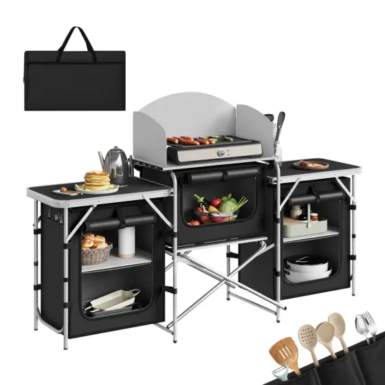 Klappbarer Camping-Küchenschrank mit Stauraum und Tragetasche