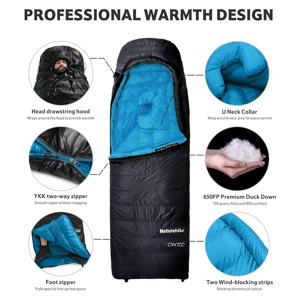 Ultraleichter Daunenschlafsack Naturehike CW700 für Erwachsene – Ansicht 2 Ultraleichter Daunenschlafsack Naturehike CW700 für Erwachsene – Ansicht 2