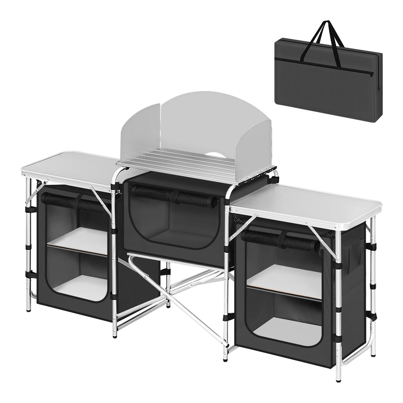 Klappbarer Camping-Küchenschrank mit Stauraum und Tragetasche – Ansicht 2 Klappbarer Camping-Küchenschrank mit Stauraum und Tragetasche – Ansicht 2