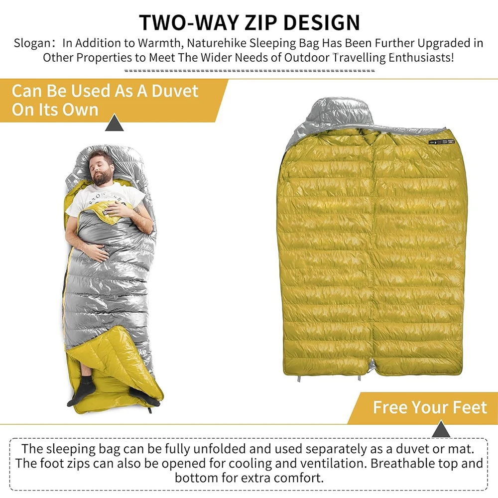 Naturehike CW400 ultraleichter Daunenschlafsack für Erwachsene – Ansicht 2 Naturehike CW400 ultraleichter Daunenschlafsack für Erwachsene – Ansicht 2