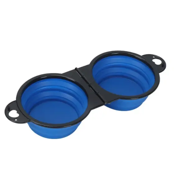 Faltbarer 2-in-1 Doppelnapf für Hunde und Katzen, 500 ml