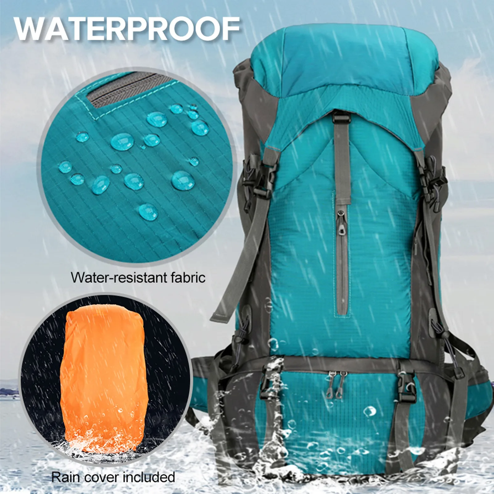 70-Liter-Wanderrucksack mit Regenschutz aus Nylon 70-Liter-Wanderrucksack mit Regenschutz aus Nylon – Bild 2