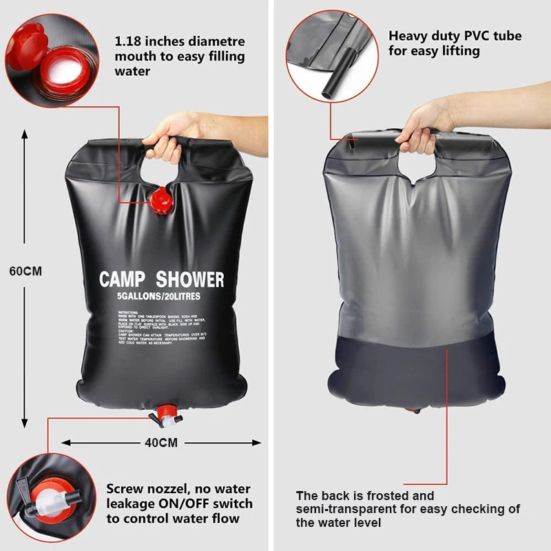 Solar-Duschbeutel 20 Liter für Camping, Strand und Reisen – Ansicht 5 Solar-Duschbeutel 20 Liter für Camping, Strand und Reisen – Ansicht 5