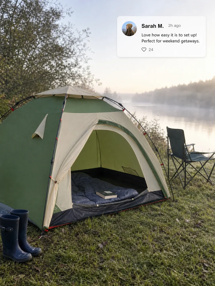Campingzelt 4 Personen in Grün mit Schnellaufbau und Ein-Schlafzimmer-Struktur – Ansicht 7 Campingzelt 4 Personen in Grün mit Schnellaufbau und Ein-Schlafzimmer-Struktur – Ansicht 7