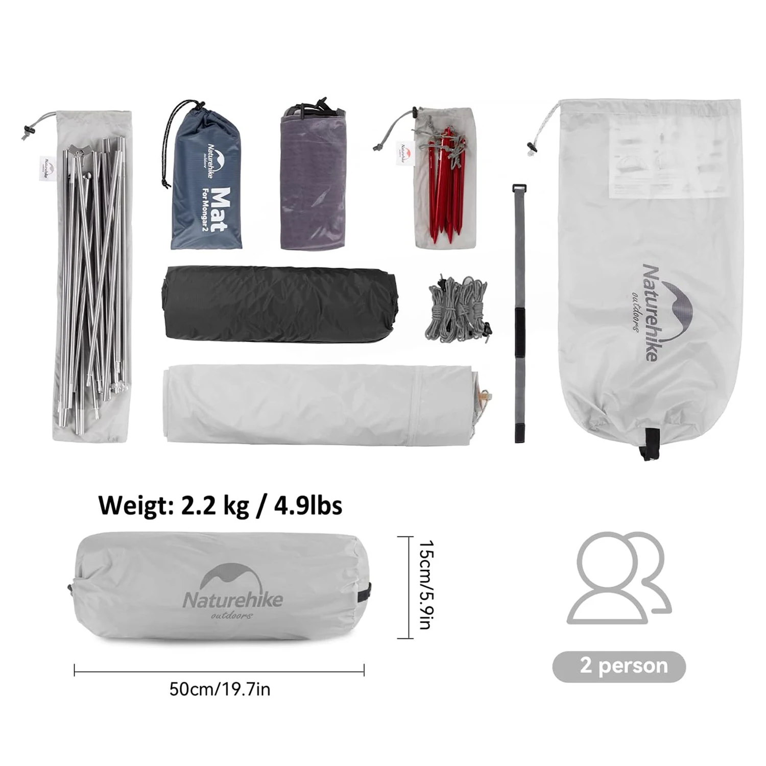 Naturehike Mongar 2-Personen-Zelt – ultraleicht, doppelschichtig, 4-Jahreszeiten – Ansicht 5 Naturehike Mongar 2-Personen-Zelt – ultraleicht, doppelschichtig, 4-Jahreszeiten – Ansicht 5