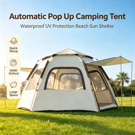Automatisches Pop-Up-Strandzelt für Familie, 6-seitig und tragbar