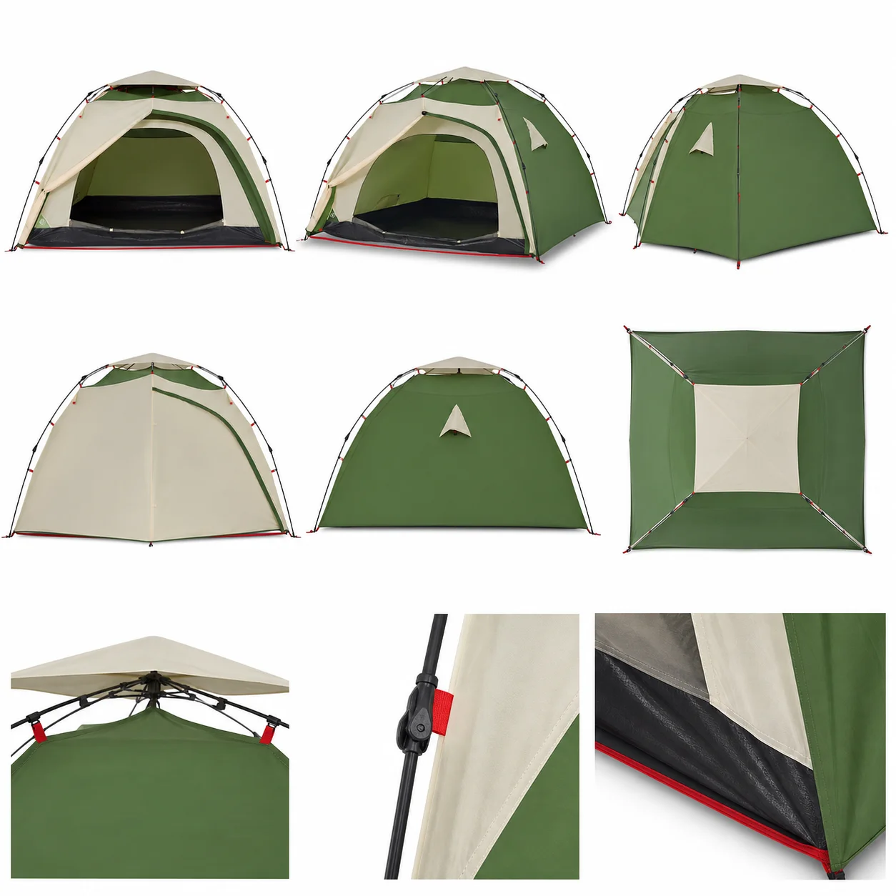 Campingzelt 4 Personen in Grün mit Schnellaufbau und Ein-Schlafzimmer-Struktur – Ansicht 8 Campingzelt 4 Personen in Grün mit Schnellaufbau und Ein-Schlafzimmer-Struktur – Ansicht 8