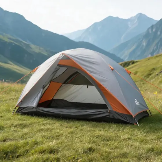 Leichtes 1-Personen-Campingzelt in Grau-Orange