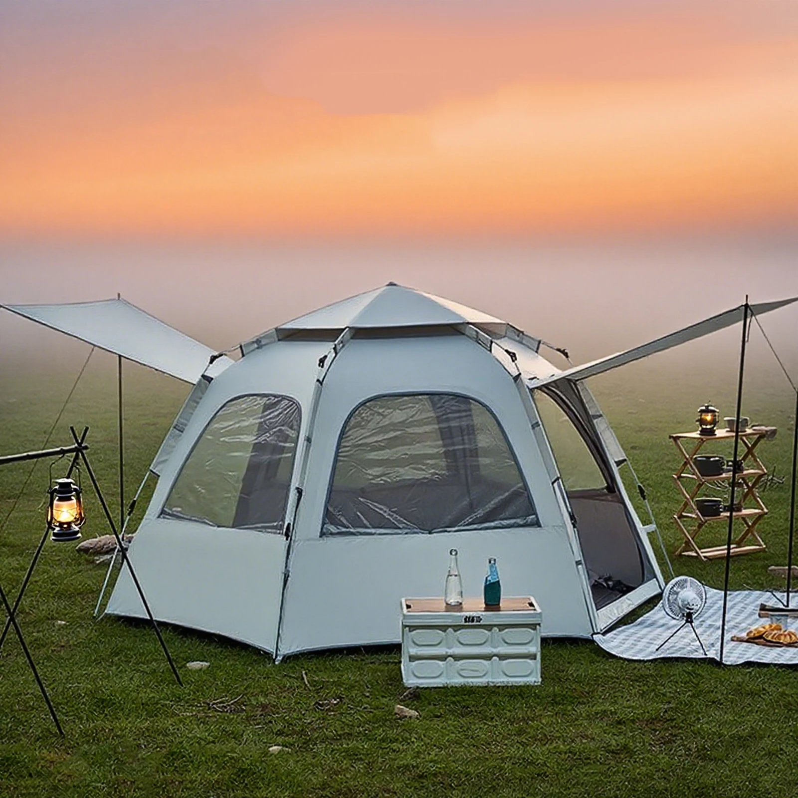 Familien-Pop-up-Zelt für 4 Personen mit Oberlicht und 2 Türen – Ansicht 8 Familien-Pop-up-Zelt für 4 Personen mit Oberlicht und 2 Türen – Ansicht 8