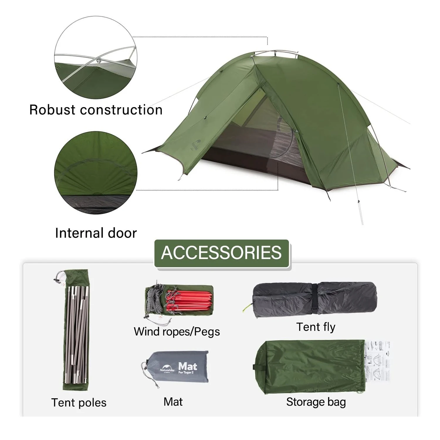 Naturehike Taga ultraleichtes 1–2-Personen-Wanderzelt – Ansicht 5 Naturehike Taga ultraleichtes 1–2-Personen-Wanderzelt – Ansicht 5